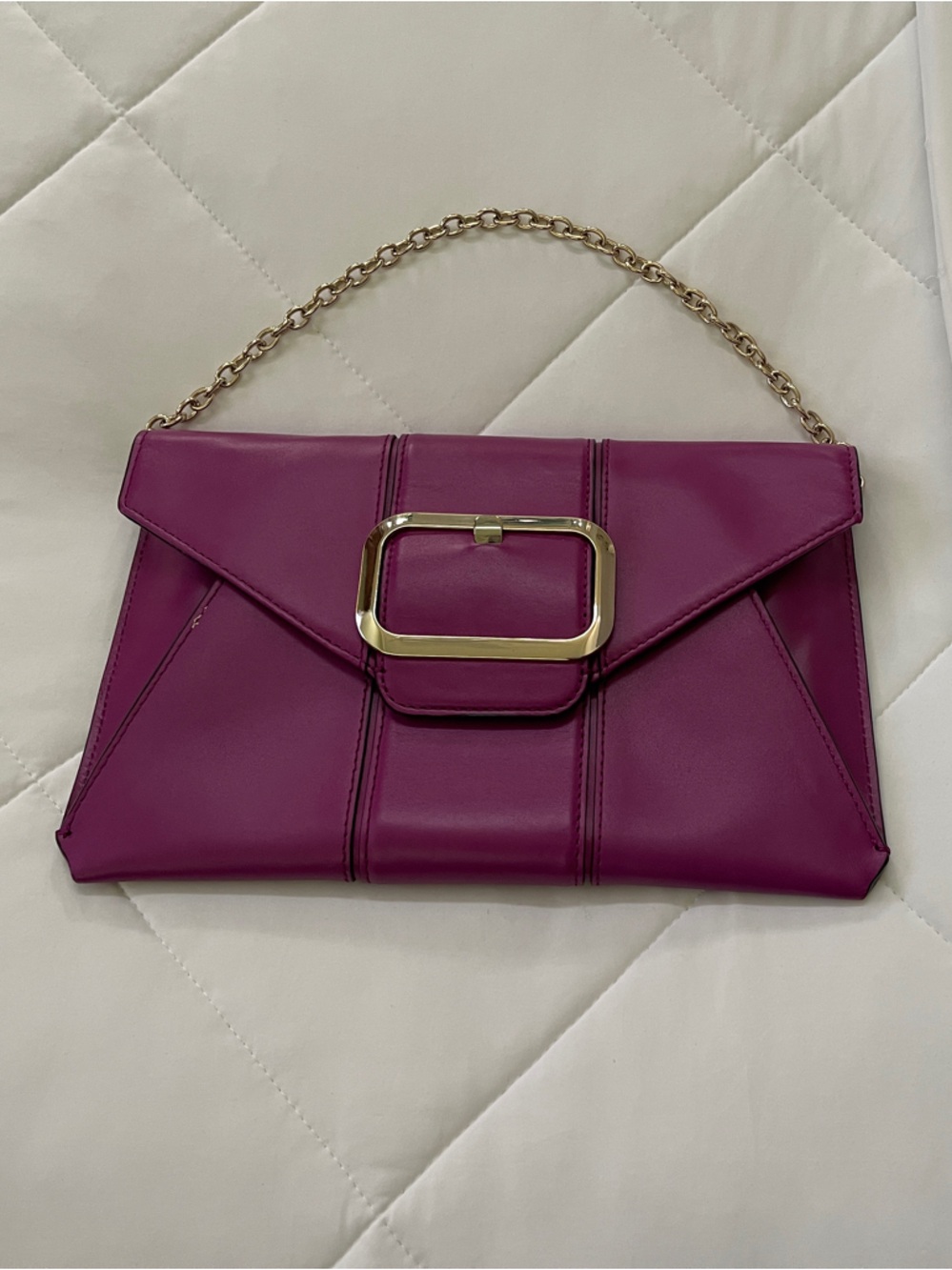 Banana Republic Magenta Envelope Clutch with Gold Chain